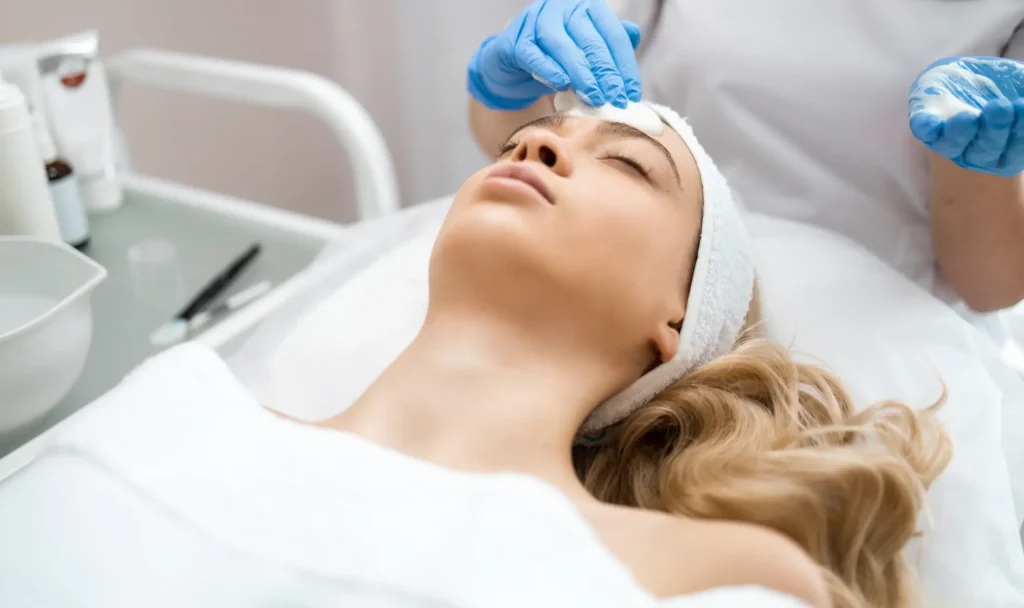 A patient having a chemical peel