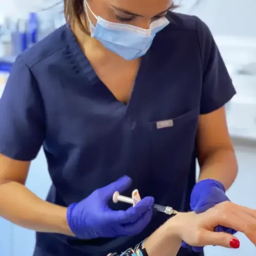 A delegate injecting hands during our Restylane Skinboosters Training at Avanti